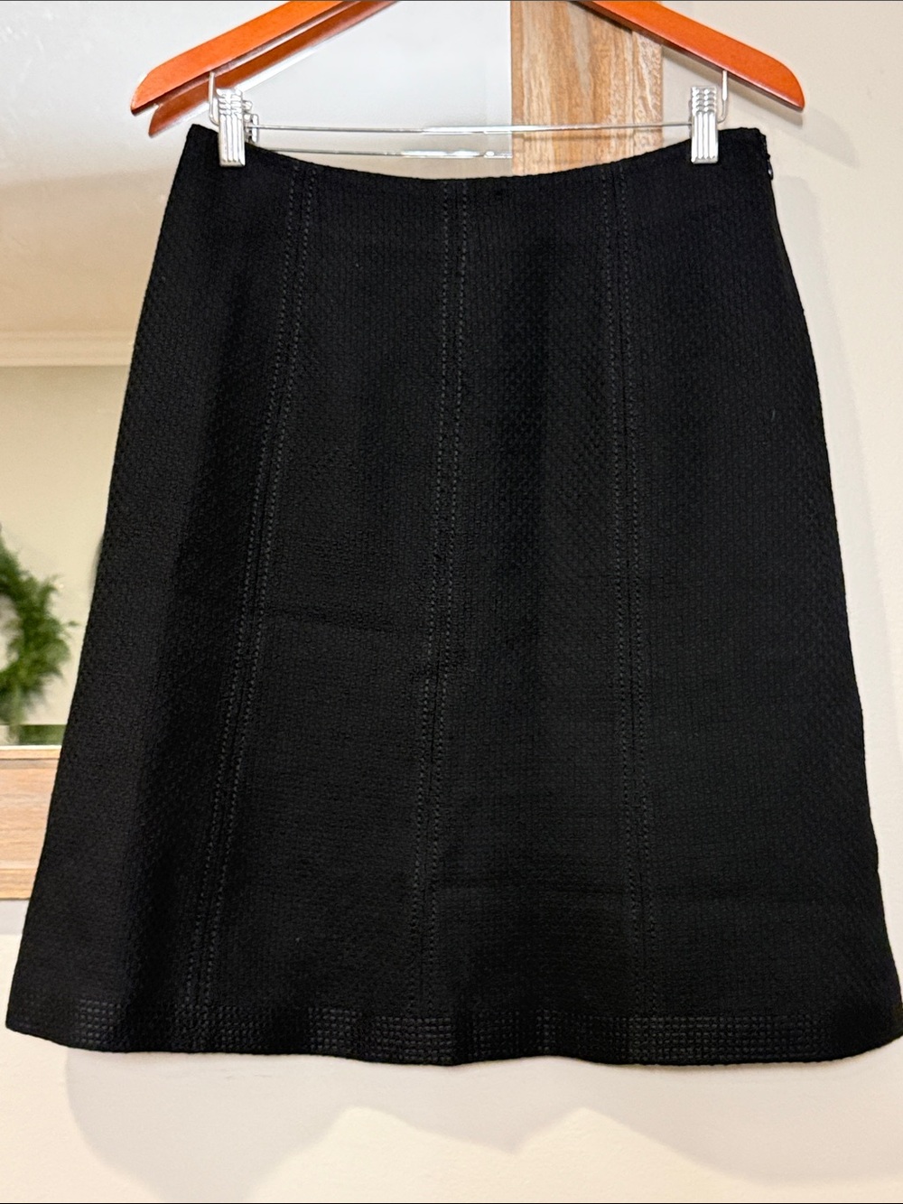 Ann Taylor Black A-Line Textured Skirt